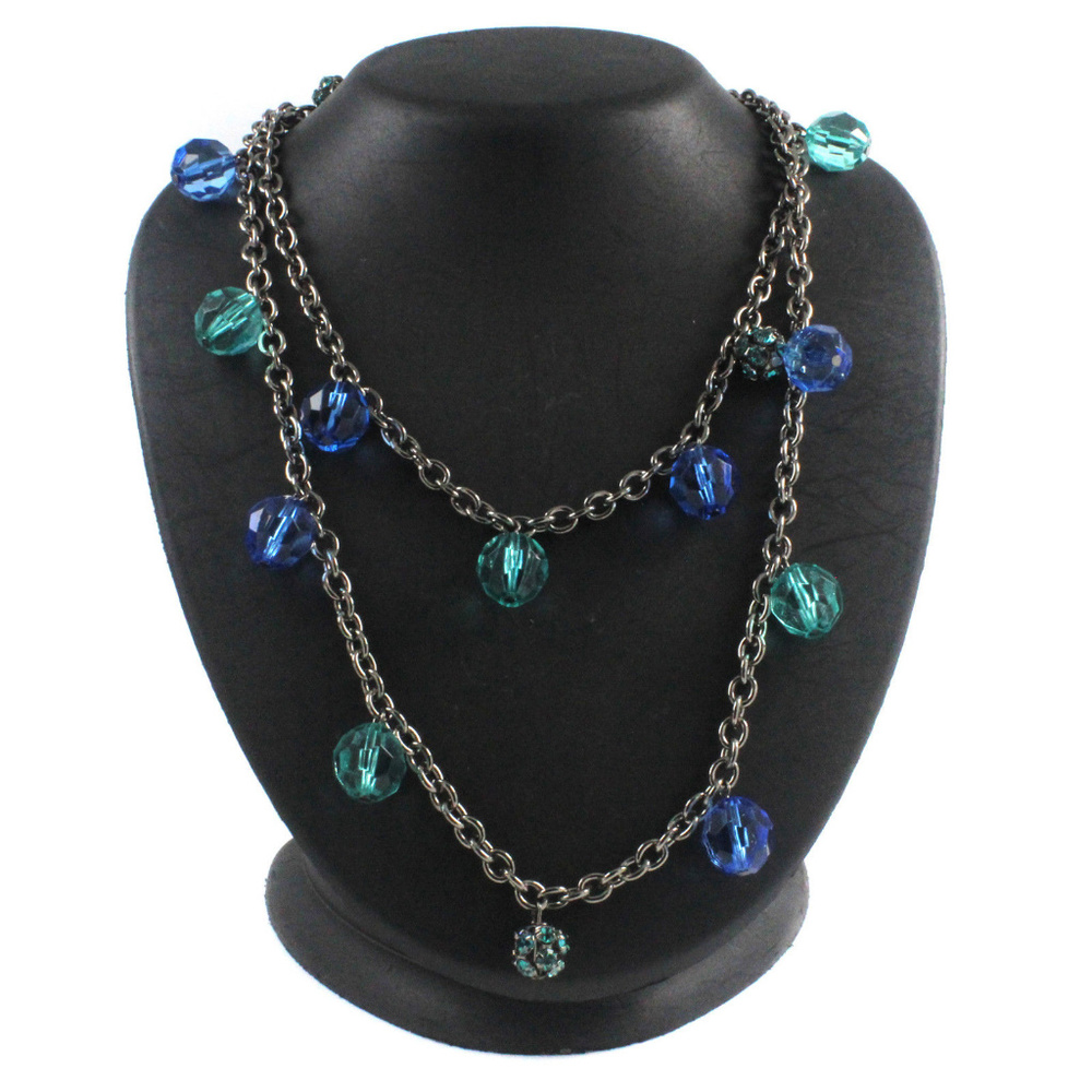 Robert Rose Gunmetal Glitter Ball Faceted necklace
